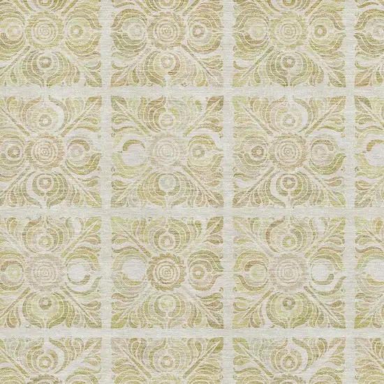 Beige And Tan Medallion Washable Area Rug With UV Protection Photo 3