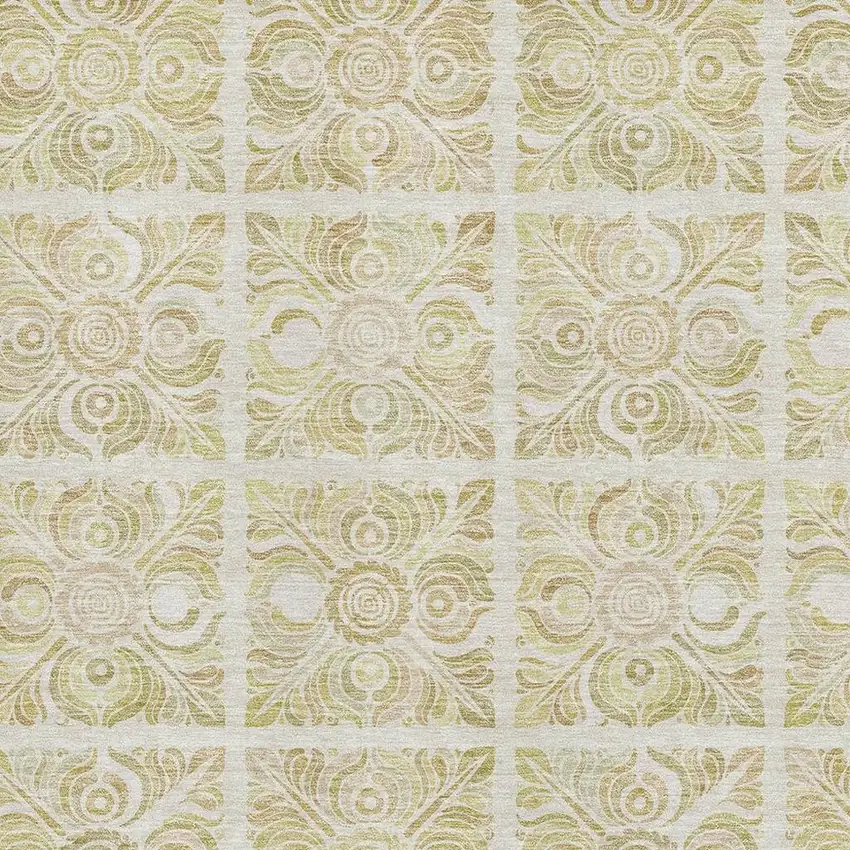 Beige And Tan Medallion Washable Area Rug With UV Protection Photo 3