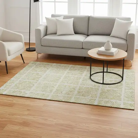 Beige And Tan Medallion Washable Area Rug With UV Protection Photo 2