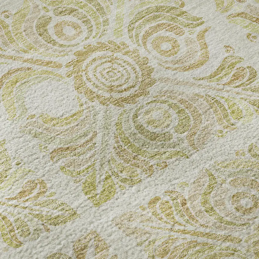 Beige And Tan Medallion Washable Area Rug With UV Protection Photo 9