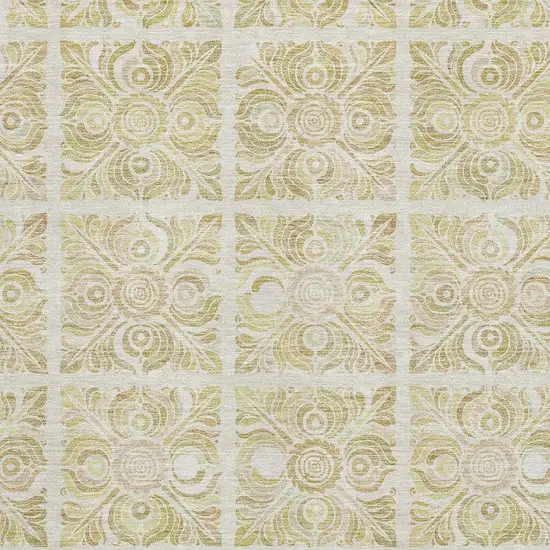 Beige And Tan Medallion Washable Area Rug With UV Protection Photo 3