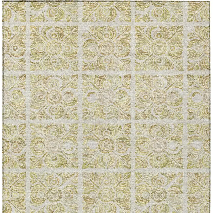Beige And Tan Medallion Washable Indoor Outdoor Area Rug Photo 6