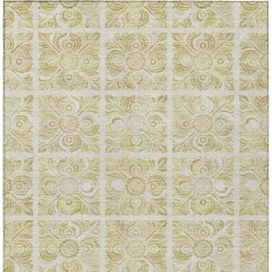 Beige And Tan Medallion Washable Indoor Outdoor Area Rug Photo 6