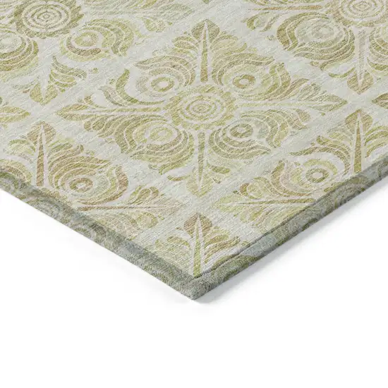 Beige And Tan Medallion Washable Indoor Outdoor Area Rug Photo 5
