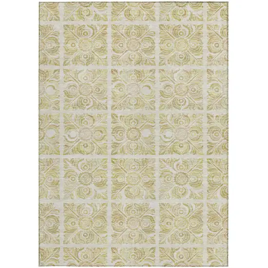 Beige And Tan Medallion Washable Indoor Outdoor Area Rug Photo 7