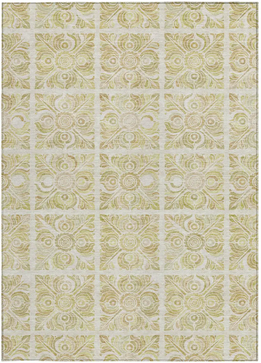 Beige And Tan Medallion Washable Indoor Outdoor Area Rug Photo 7