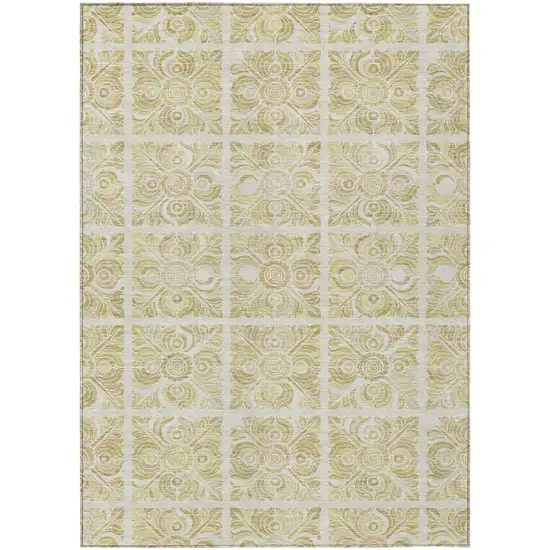 Beige And Tan Medallion Washable Indoor Outdoor Area Rug Photo 2