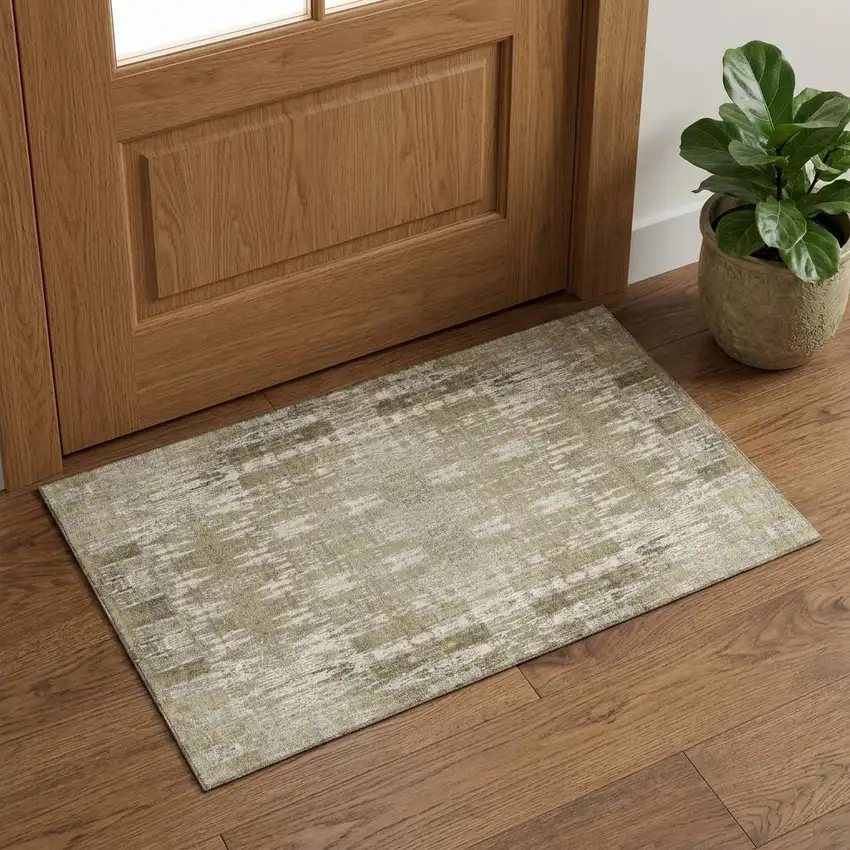Beige And Tan Moroccan Washable Area Rug With UV Protection Photo 1