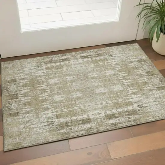 Beige And Tan Moroccan Washable Area Rug With UV Protection Photo 1