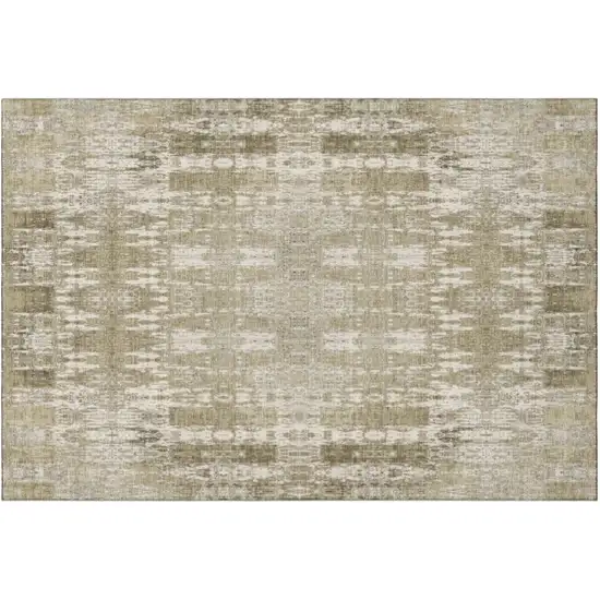 Beige And Tan Moroccan Washable Area Rug With UV Protection Photo 2