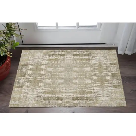 Beige And Tan Moroccan Washable Area Rug With UV Protection Photo 2