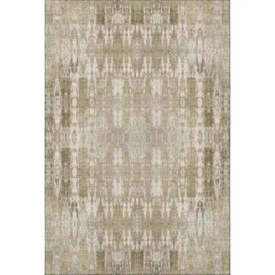 Beige And Tan Moroccan Washable Area Rug With UV Protection Photo 3