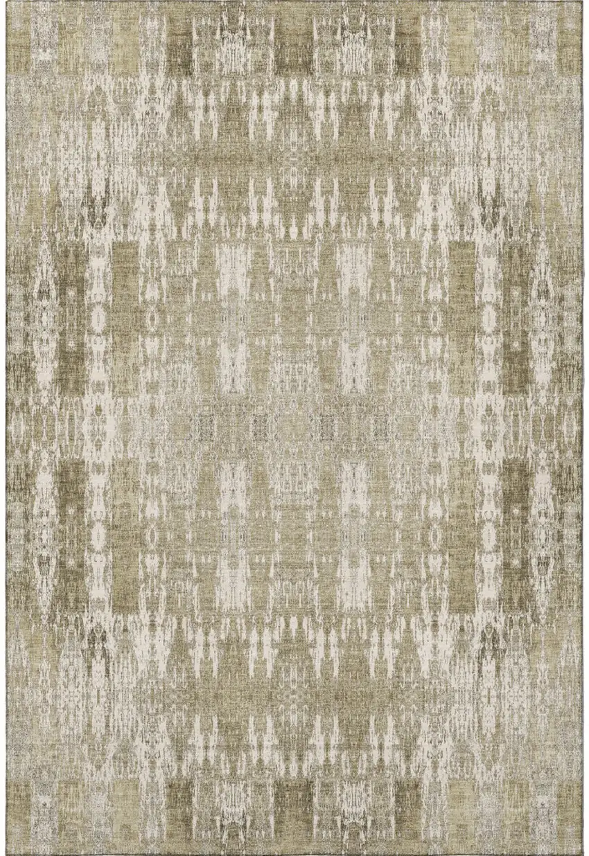Beige And Tan Moroccan Washable Area Rug With UV Protection Photo 3