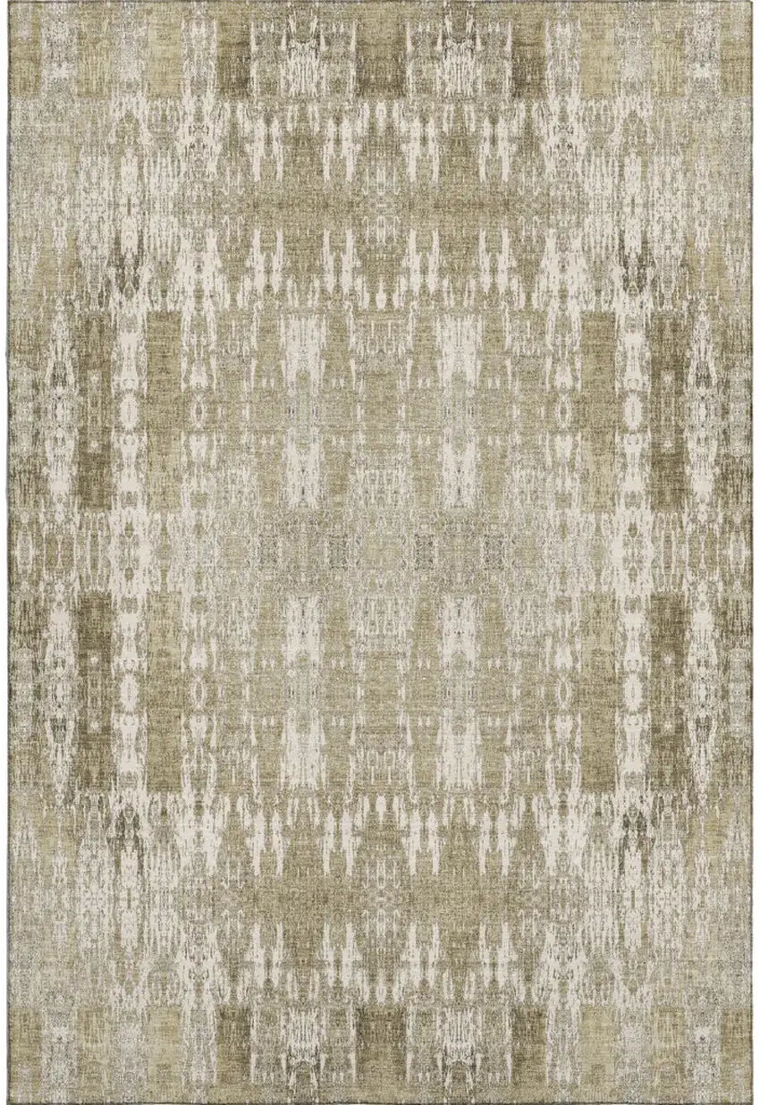 Beige And Tan Moroccan Washable Area Rug With UV Protection Photo 1