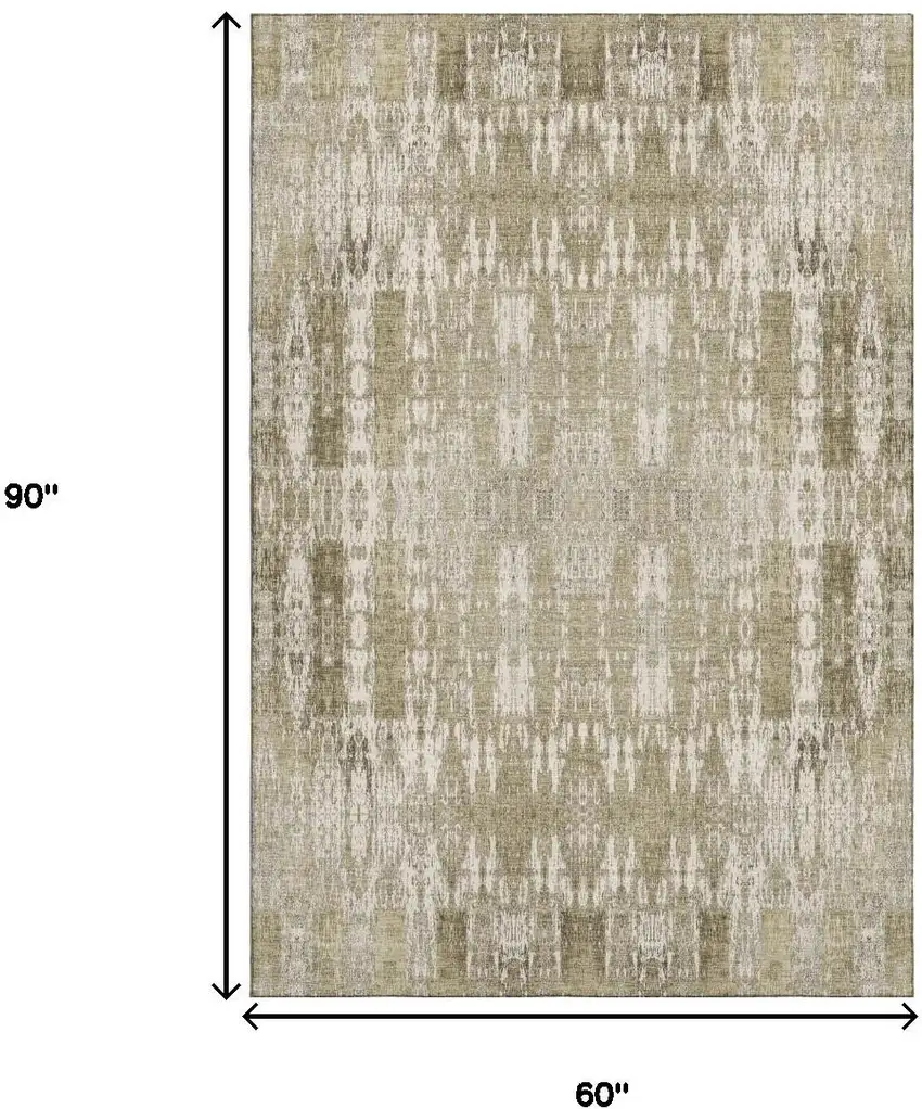 Beige And Tan Moroccan Washable Area Rug With UV Protection Photo 3