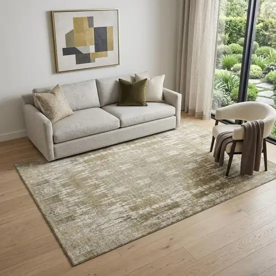 Beige And Tan Moroccan Washable Area Rug With UV Protection Photo 1