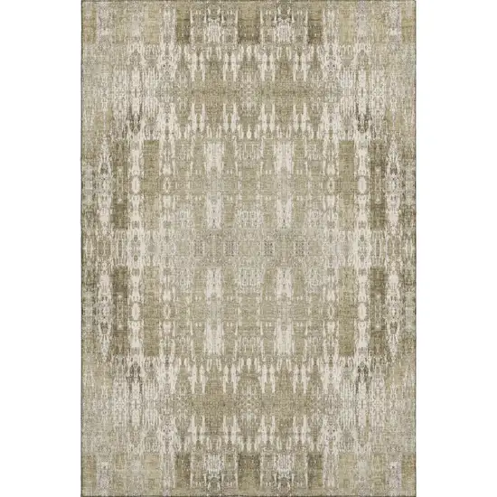 Beige And Tan Moroccan Washable Area Rug With UV Protection Photo 1