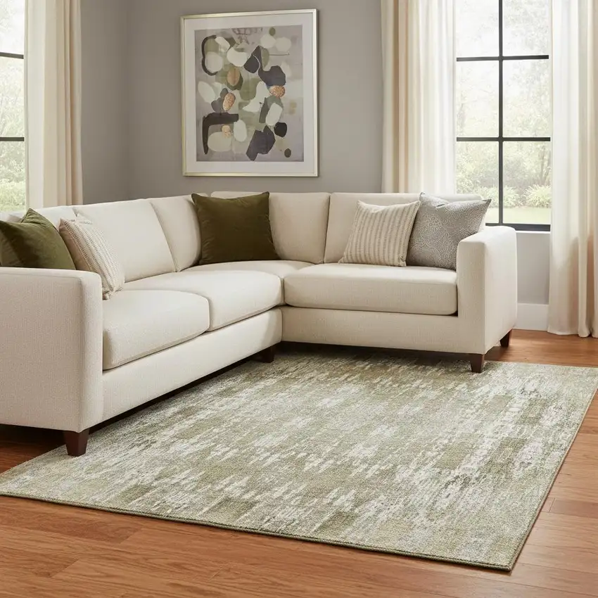 Beige And Tan Moroccan Washable Area Rug With UV Protection Photo 1