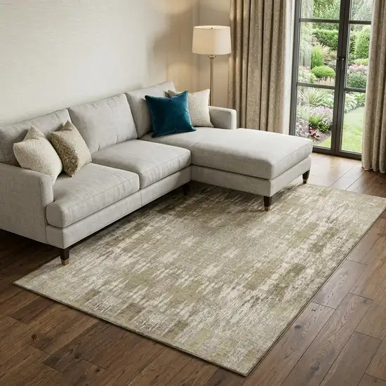 Beige And Tan Moroccan Washable Area Rug With UV Protection Photo 1