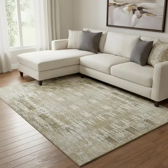 Beige And Tan Moroccan Washable Area Rug With UV Protection Photo 1