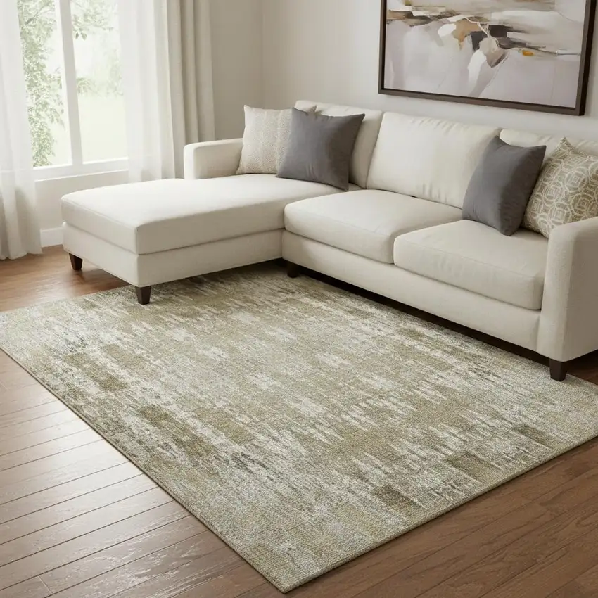 Beige And Tan Moroccan Washable Area Rug With UV Protection Photo 1