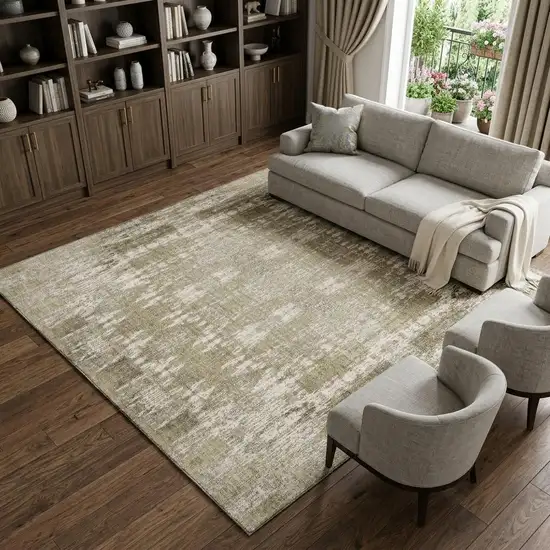 Beige And Tan Moroccan Washable Area Rug With UV Protection Photo 1