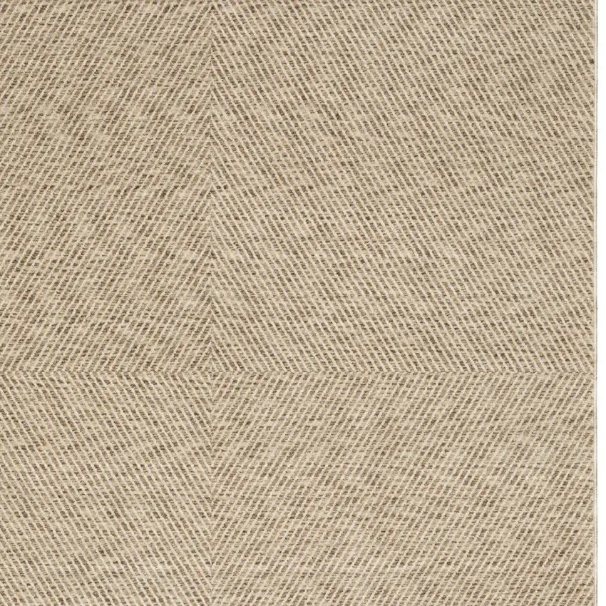 Beige And Tan Striped Area Rug With Fringe Photo 5