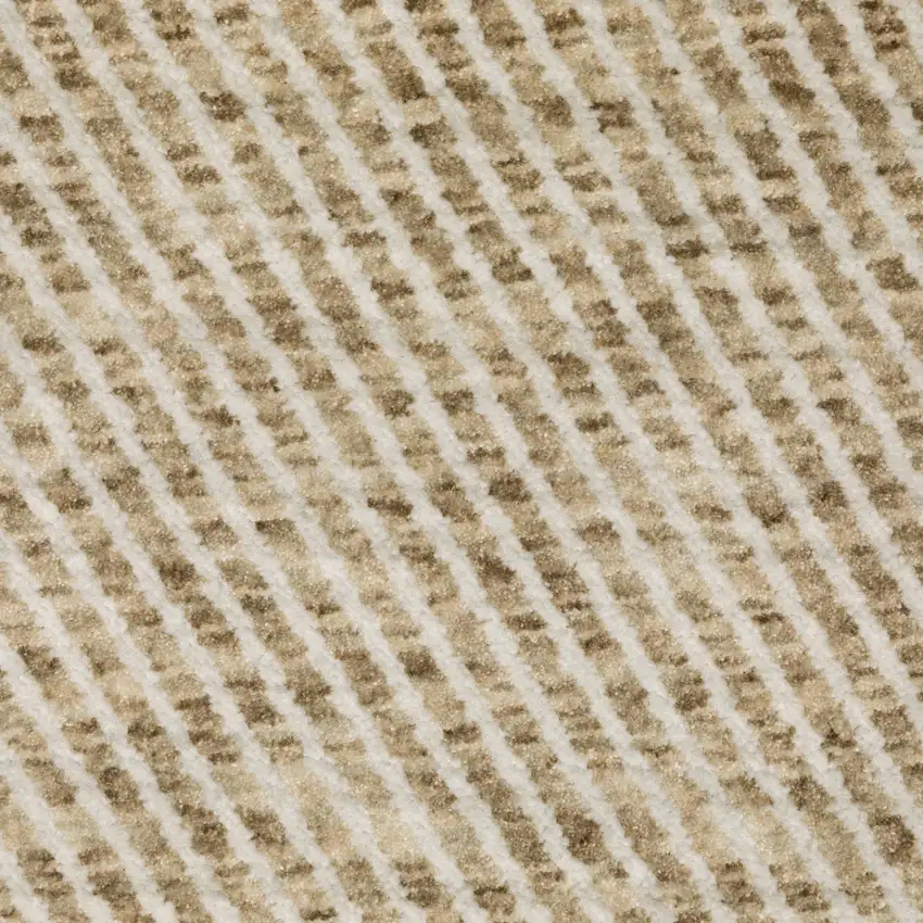 Beige And Tan Striped Area Rug With Fringe Photo 3