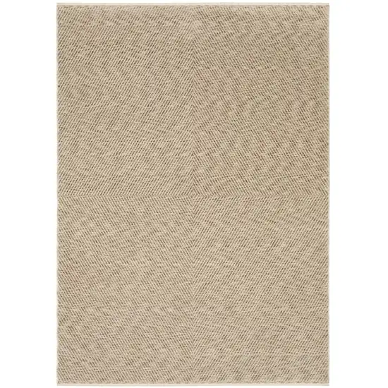 Beige And Tan Striped Area Rug With Fringe Photo 2