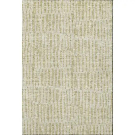 Beige And Tan Striped Washable Area Rug With UV Protection Photo 5