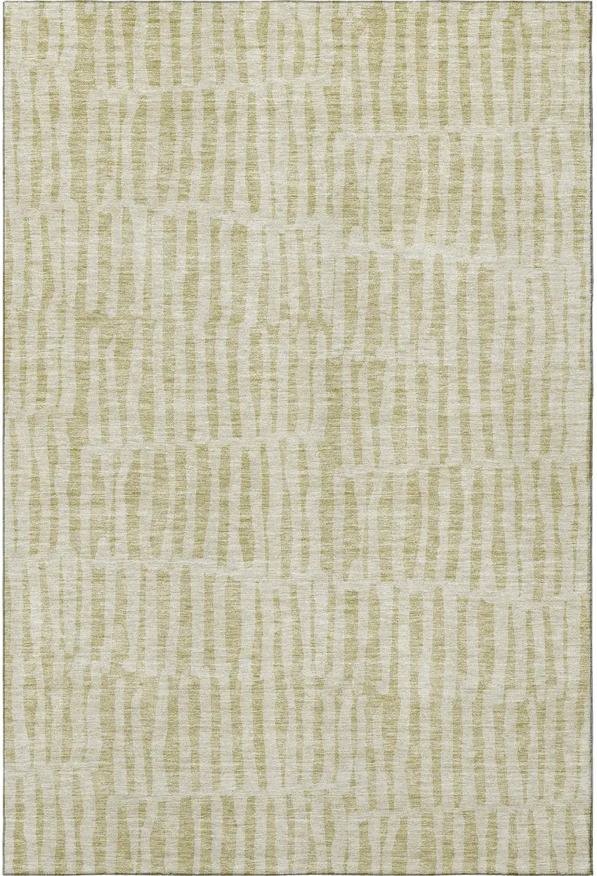 Beige And Tan Striped Washable Area Rug With UV Protection Photo 5