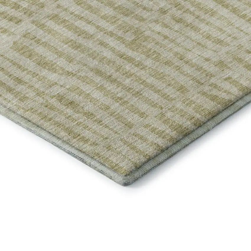 Beige And Tan Striped Washable Area Rug With UV Protection Photo 7