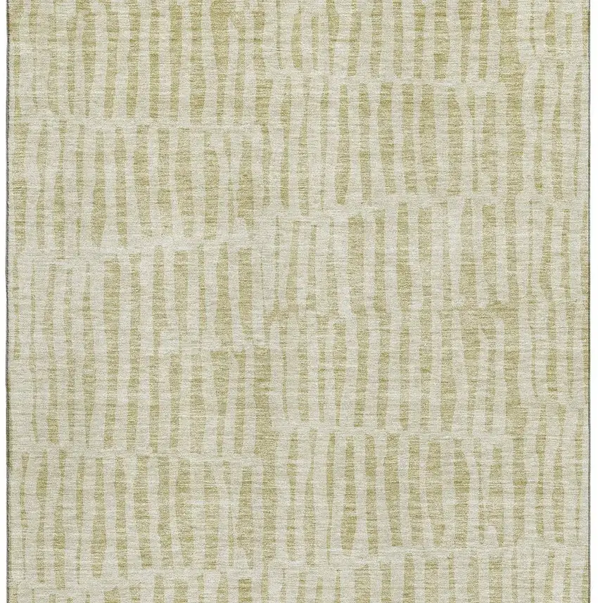 Beige And Tan Striped Washable Area Rug With UV Protection Photo 2