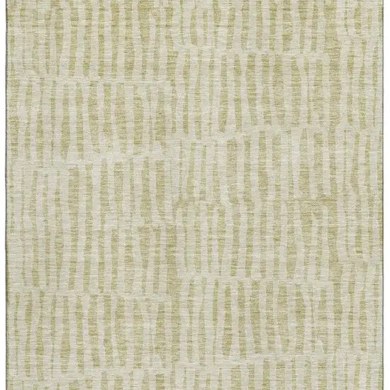 Beige And Tan Striped Washable Area Rug With UV Protection Photo 3