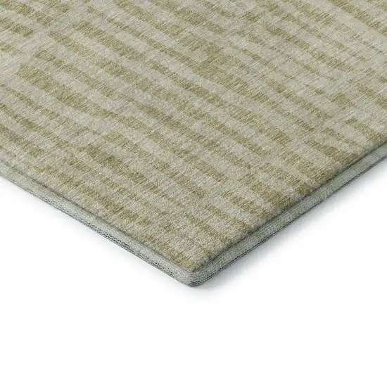 Beige And Tan Striped Washable Area Rug With UV Protection Photo 7