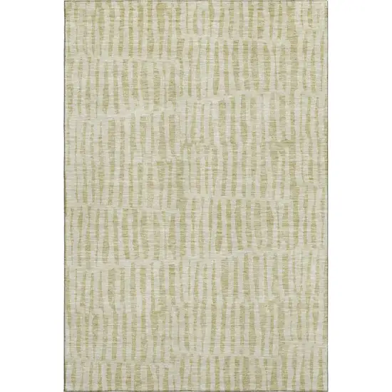 Beige And Tan Striped Washable Area Rug With UV Protection Photo 1