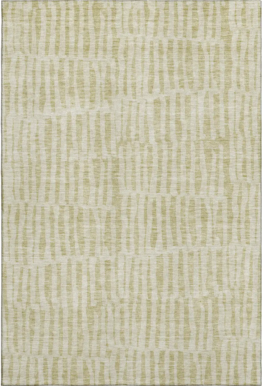 Beige And Tan Striped Washable Area Rug With UV Protection Photo 1
