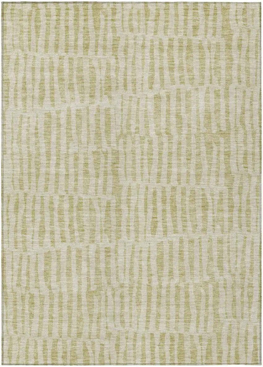 Beige And Tan Striped Washable Indoor Outdoor Area Rug Photo 2