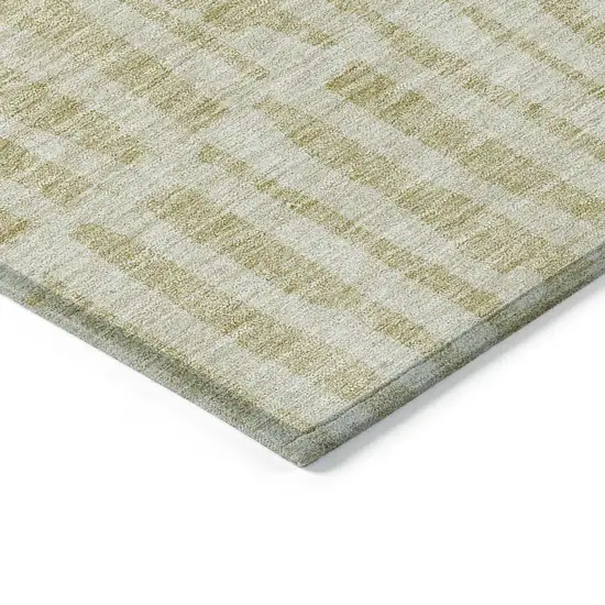 Beige And Tan Striped Washable Indoor Outdoor Area Rug Photo 5