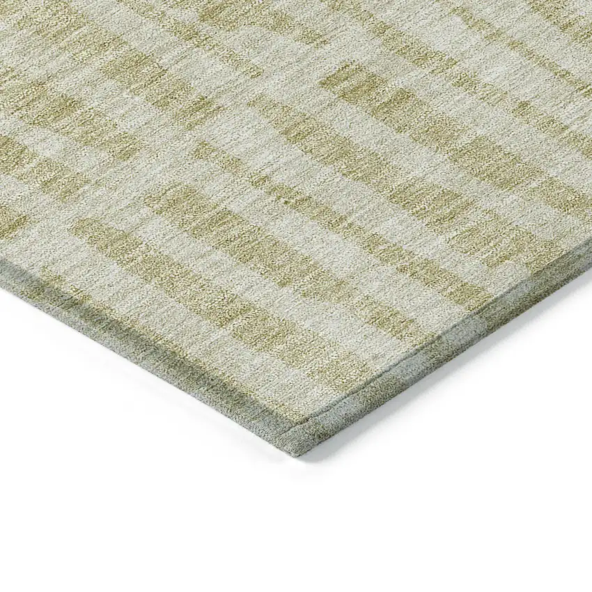 Beige And Tan Striped Washable Indoor Outdoor Area Rug Photo 5