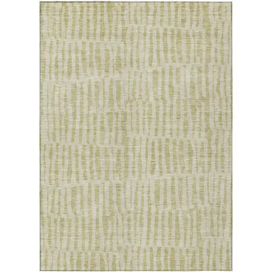 Beige And Tan Striped Washable Indoor Outdoor Area Rug Photo 2