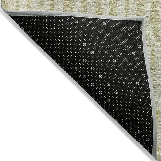 Beige And Tan Striped Washable Indoor Outdoor Area Rug Photo 4