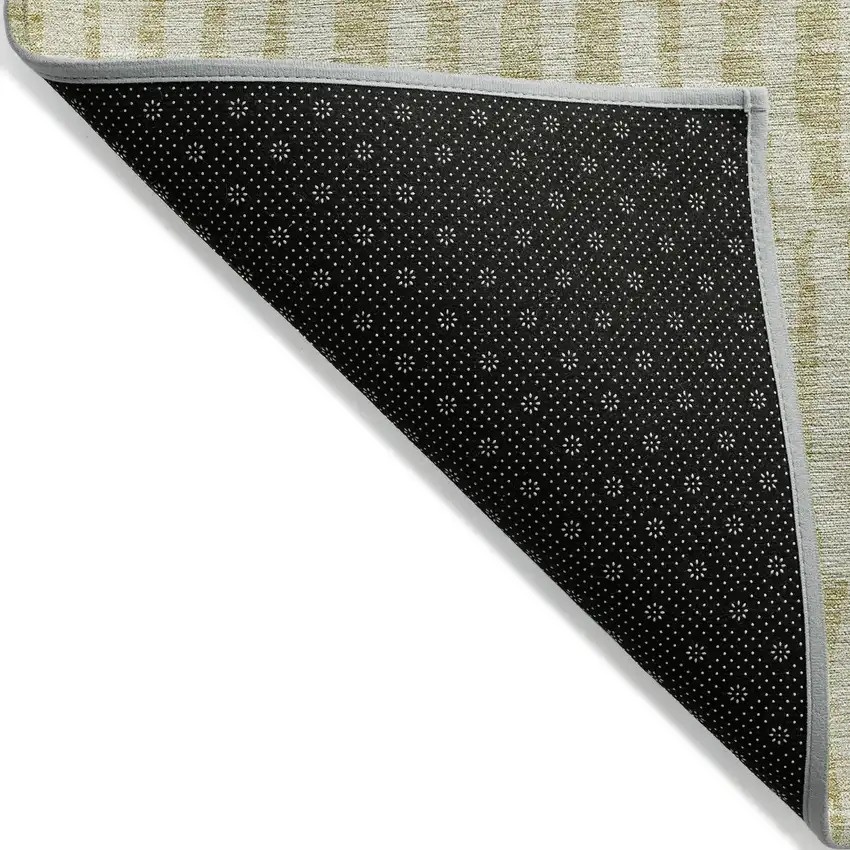 Beige And Tan Striped Washable Indoor Outdoor Area Rug Photo 4