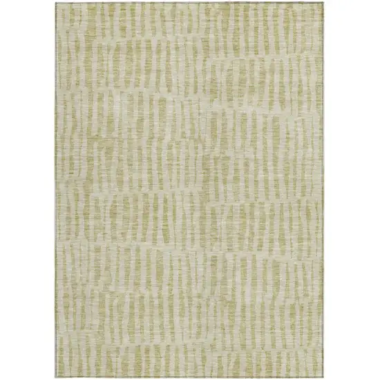 Beige And Tan Striped Washable Indoor Outdoor Area Rug Photo 6