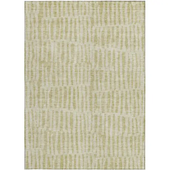 Beige And Tan Striped Washable Indoor Outdoor Area Rug Photo 6