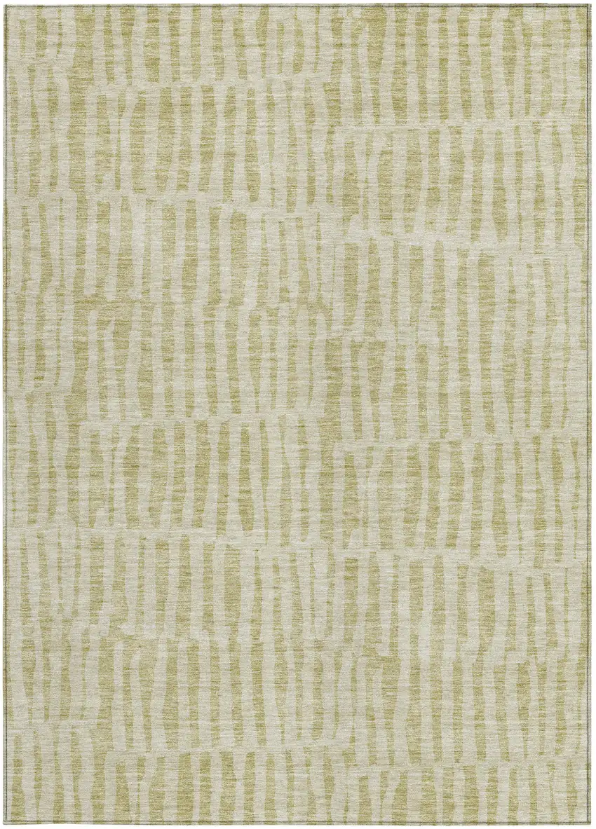 Beige And Tan Striped Washable Indoor Outdoor Area Rug Photo 6