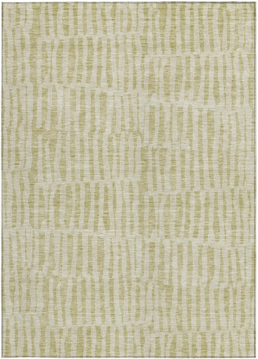 Beige And Tan Striped Washable Indoor Outdoor Area Rug Photo 6