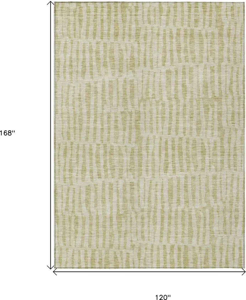 Beige And Tan Striped Washable Indoor Outdoor Area Rug Photo 3
