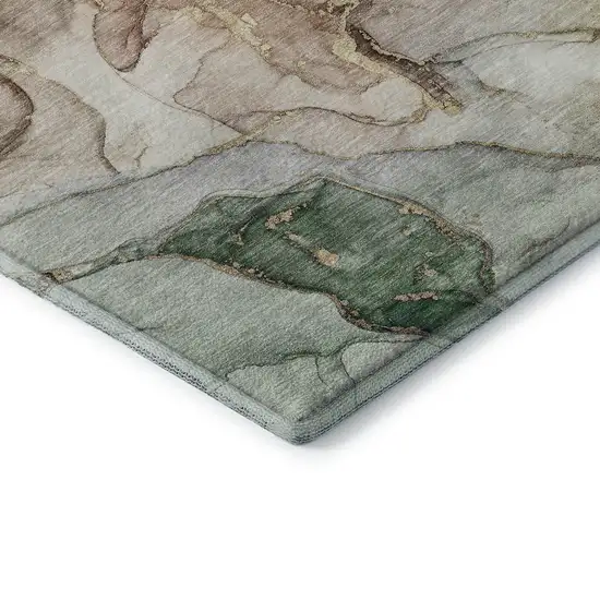 Beige And Taupe Abstract Washable Area Rug With UV Protection Photo 9