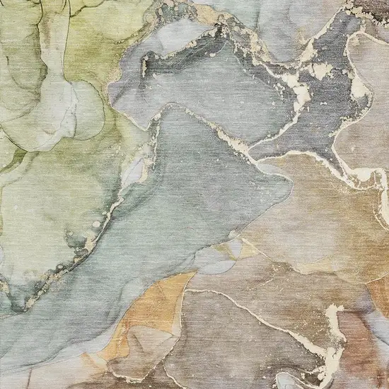 Beige And Taupe Abstract Washable Area Rug With UV Protection Photo 3